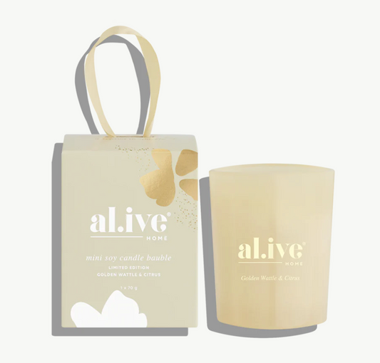 AL.IVE - mini soy candle bauble - golden wattle & citrus