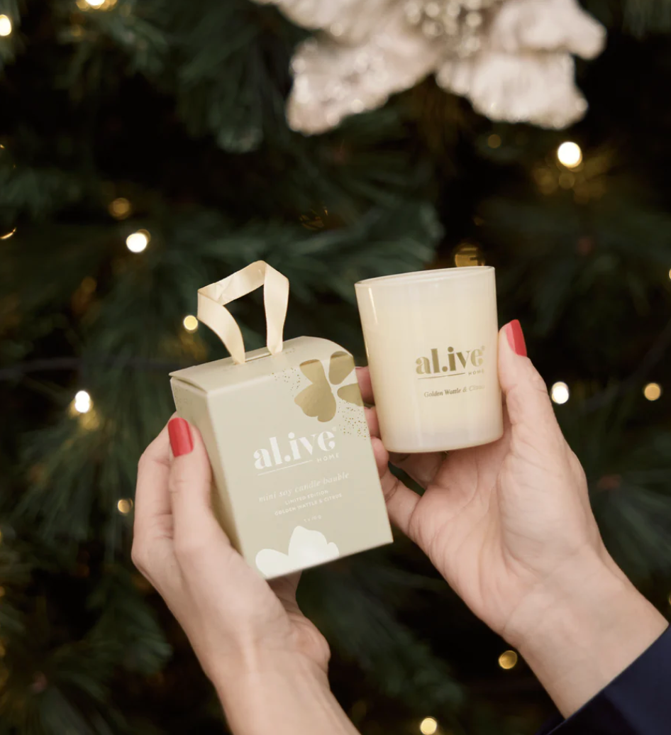 AL.IVE - mini soy candle bauble - golden wattle & citrus