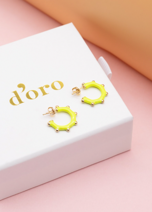 HAZEL - Yellow Twilight enamel mini hoops