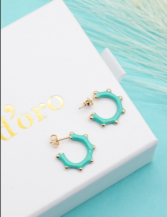 HAZEL - Turquoise Twilight enamel mini hoops