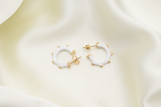 HAZEL - White Twilight enamel mini hoops