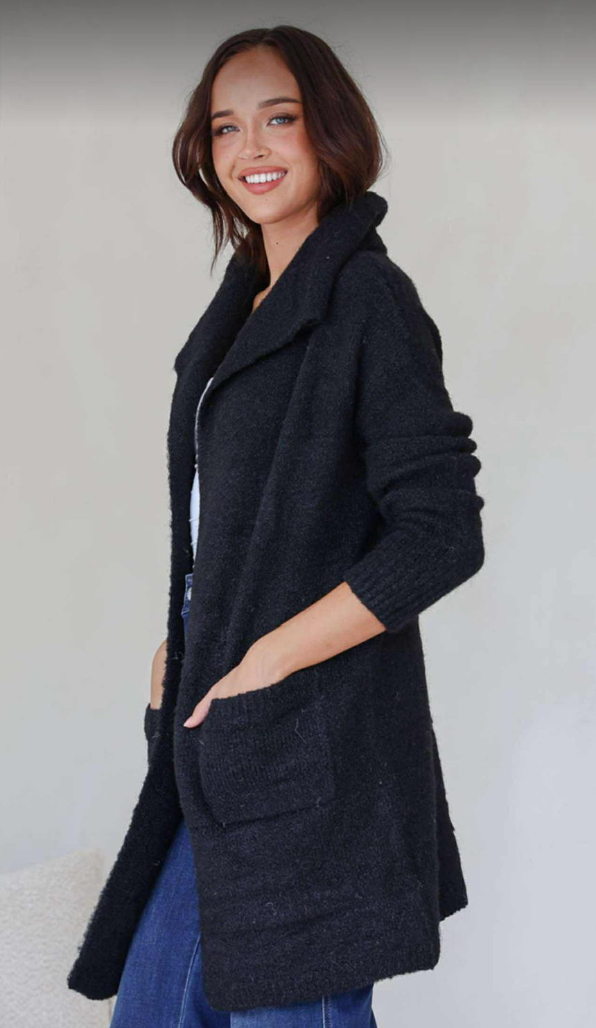 CODY - BLACK waterfall cardigan