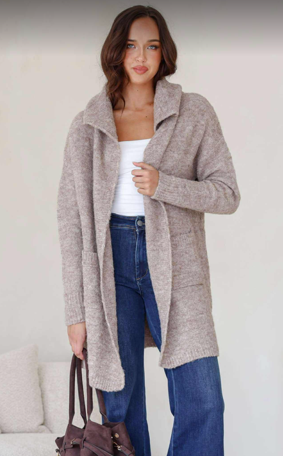 CODY - MOCHA waterfall cardigan