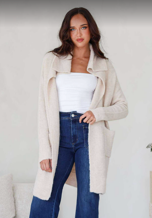 CODY - LATTE waterfall cardigan