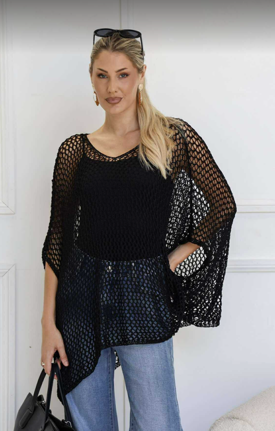 BRITTANY - BLACK high low poncho