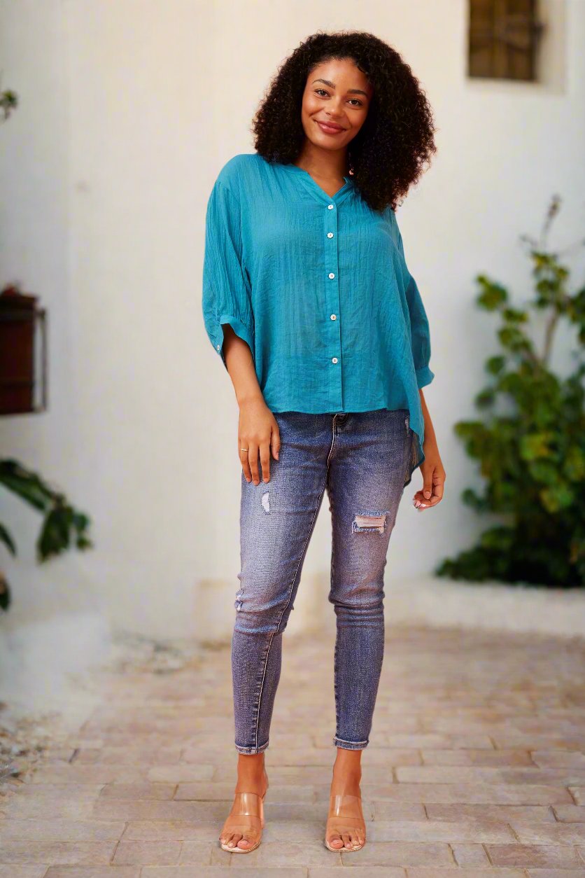 DAWN - TURQUOISE Button Up Shirt