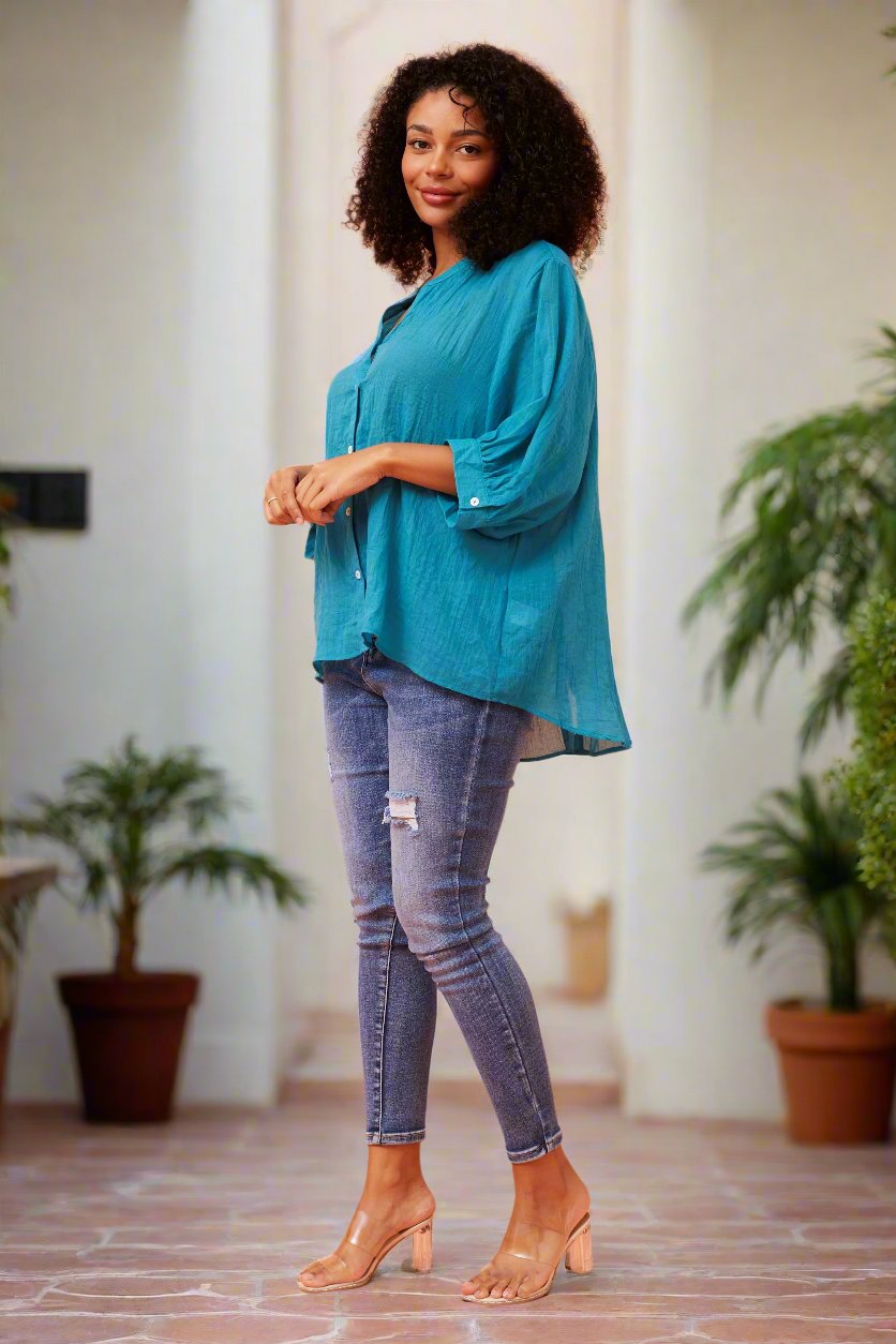 DAWN - TURQUOISE Button Up Shirt