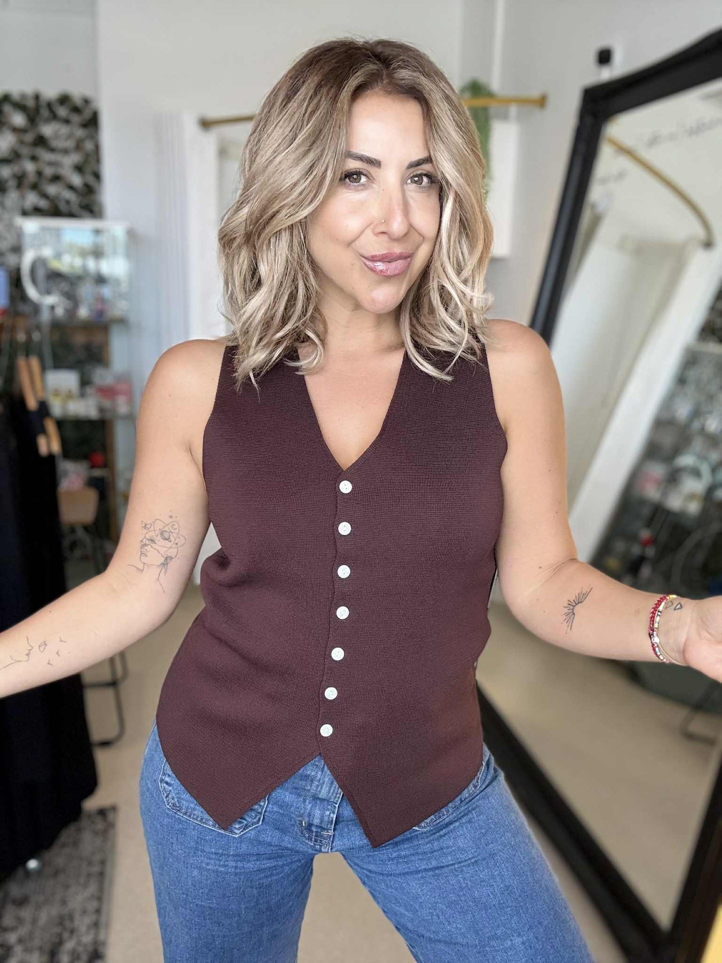 SOPH - BROWN knitted vest