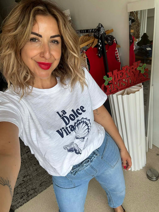 LA DOLCE VITA - White printed tee