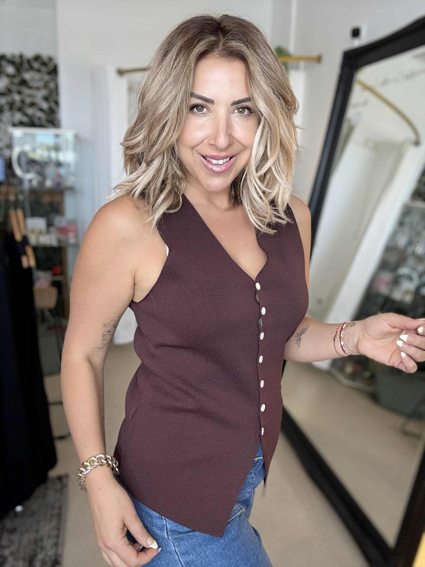 SOPH - BROWN knitted vest