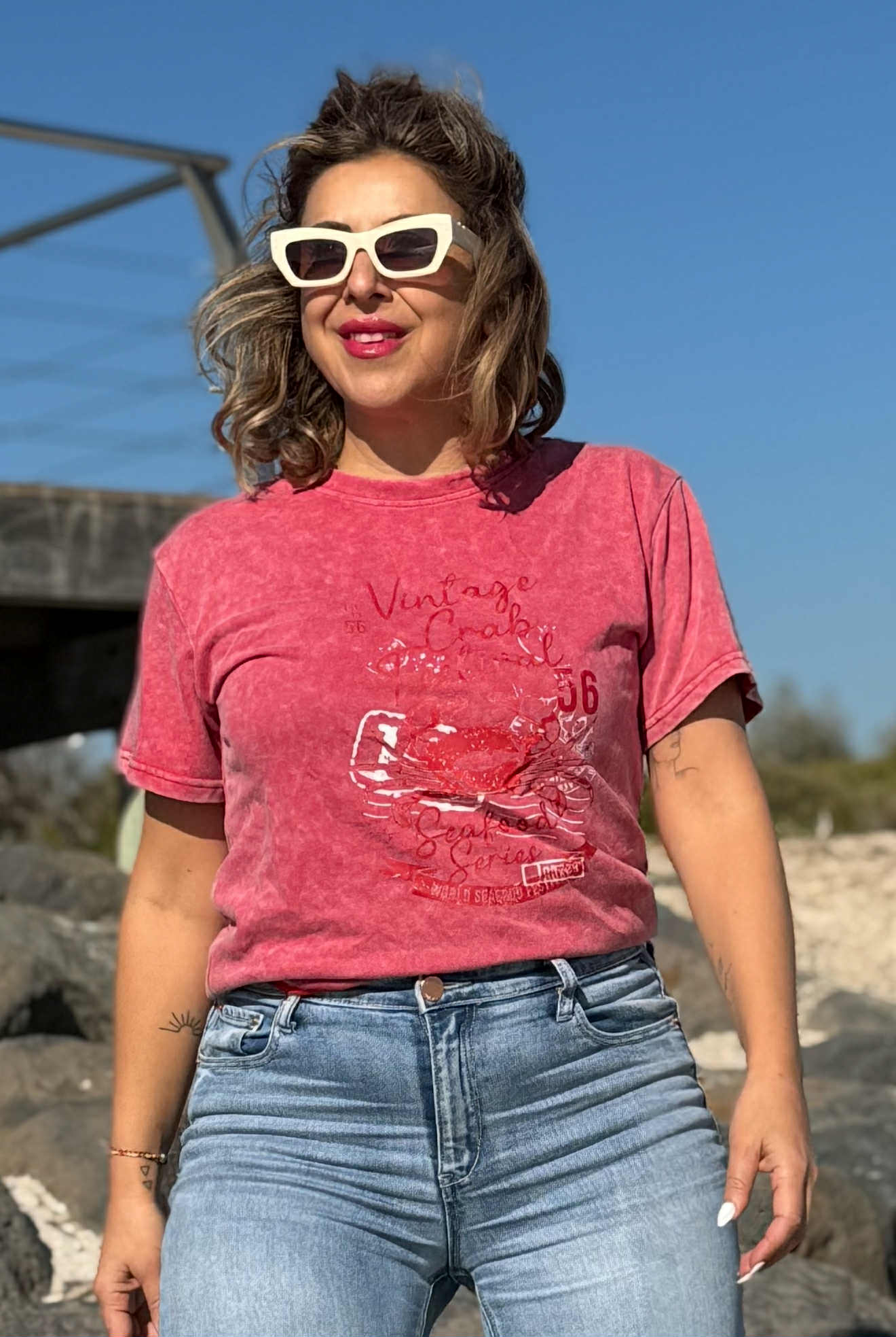 PRE ORDER EARLY SEPTEMBER - MARGO - WATERMELON acid wash tee