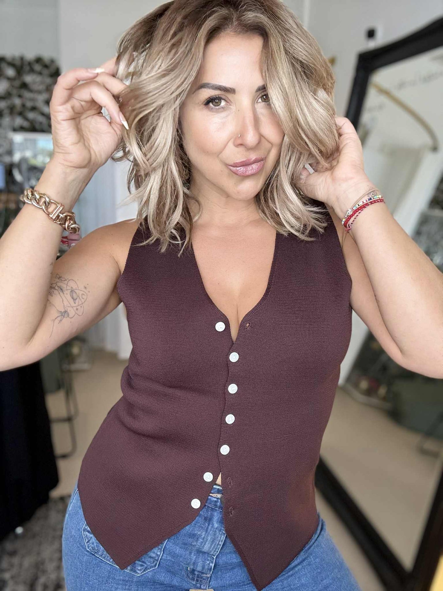 SOPH - BROWN knitted vest