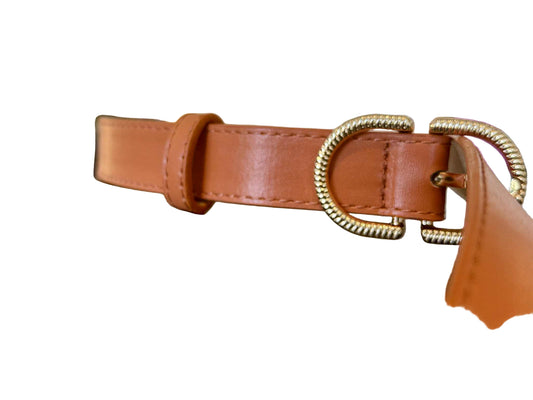 JILL - TAN extra long belt ribbed buckle