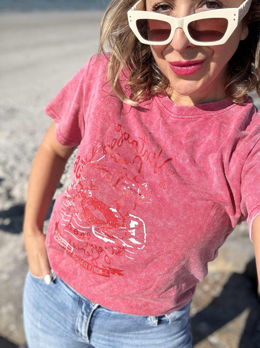PRE ORDER EARLY SEPTEMBER - MARGO - WATERMELON acid wash tee
