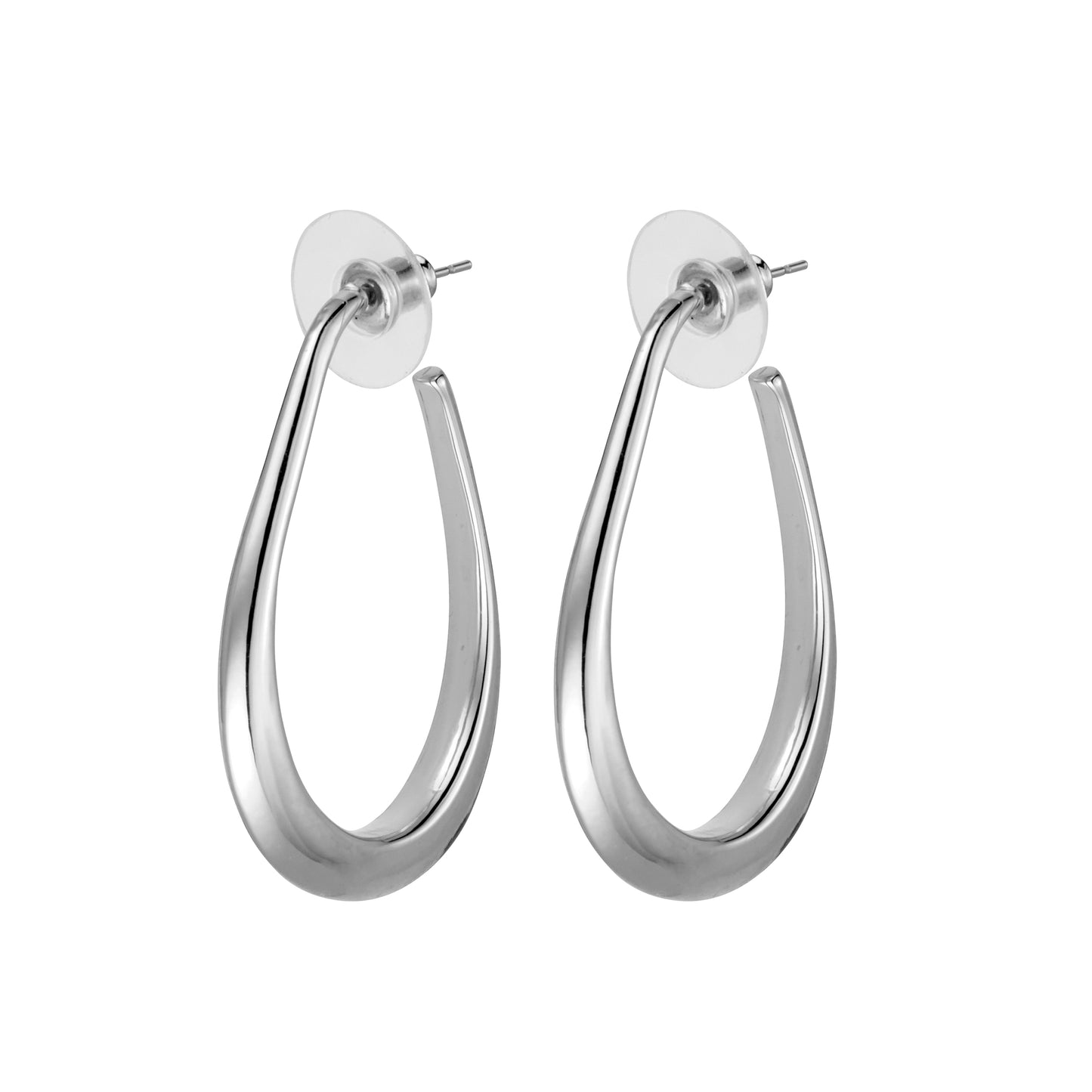 JOLIE Silver rounded teardrop hoop earrings