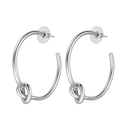 CARMEN Silver knot hoop earrings