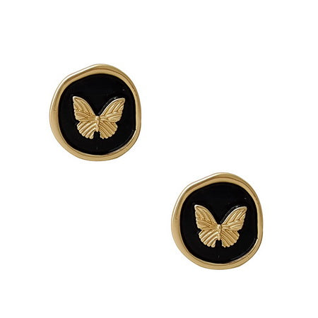 Clero - butterfly enamel disc earrings