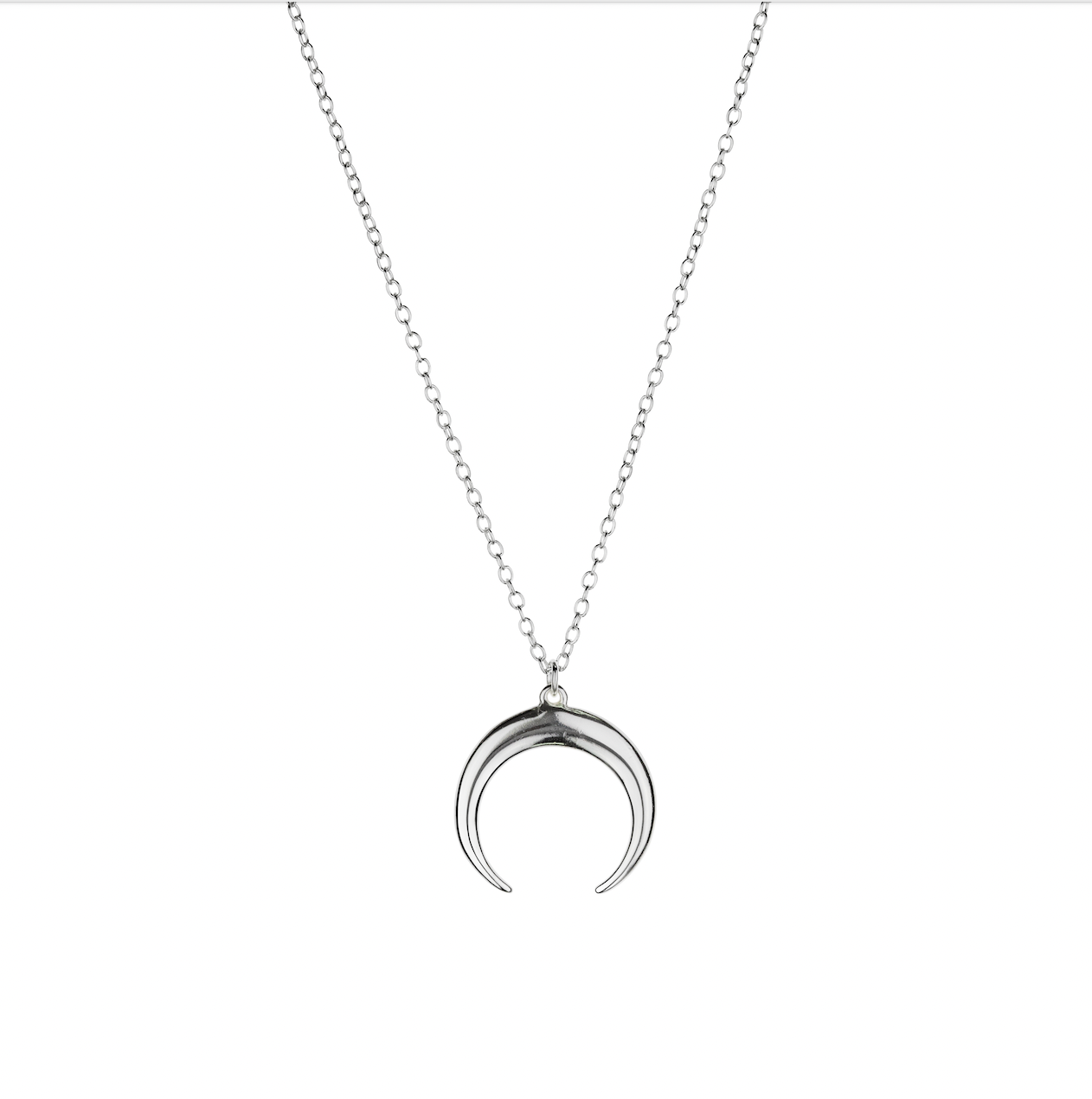 VENICE Sterling Silver long necklace with moon crescent charm