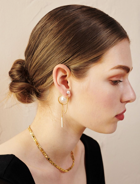 TIFFANY - pearl chain drop earrings