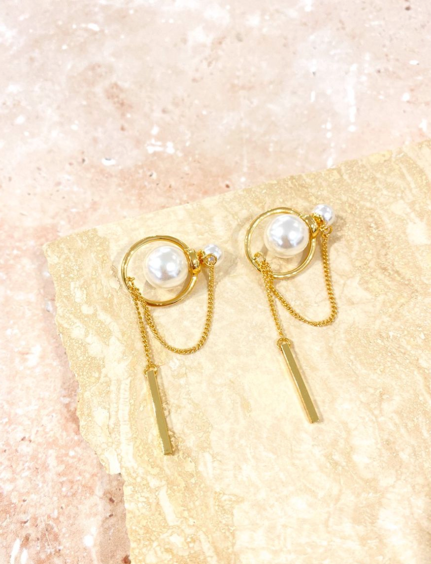 TIFFANY - pearl chain drop earrings